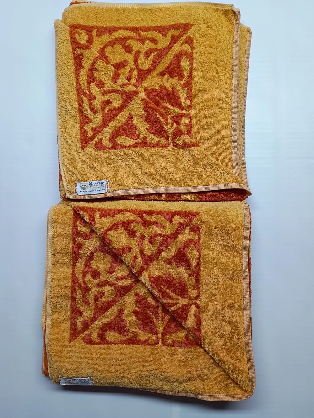 2 Orange and Yellow Decorative Home Bath Towels